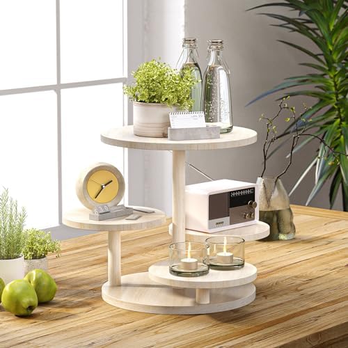 HURZMORO 4 Tier Round Cupcake Tower Stand for 50 Cupcakes,Wood Cake Stand with Tiered Tray Decor,Farmhouse Tiered Tray Decor,Cupcake Display for Birthday Graduation Baby Shower Tea Party,White - Image 5