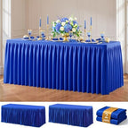 Royal Blue Polyester Table Cloths for Rectangle 4 Foot Tables, 2 Pack Wrinkle Free Tablecloths Stretchy Banquet Ruffle Fitted Table Cover Desk Skirt for Parties Wedding Birthday Baby Shower by Unknown