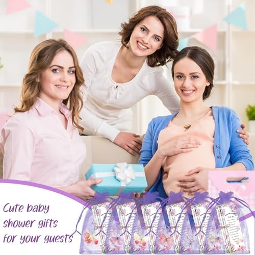 289 Pieces Butterfly Baby Shower Gifts for Guest Ballpoint Pens and Keychains Favors for Girls Bulk Retractable Baby Shower Pens Gender Reveal Thank You Cards Souvenirs Prizes - Image 5