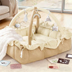 Mallify 5-in-1 Plush Baby Play Gym, Baby Play Mat, Convertible Baby Gym with Blanket and 6 Toys, Tummy time mat, Baby Activity Center from Newborn to Toddler, Baby Gym, Baby Newborn Essentials,Cream by MF
