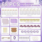 68Pcs Baby Shower Prizes for Game Winners Gifts Wedding Bridal Shower Gifts Including Glass Cans Notebooks Soy Candles Hair Clips for Baby Shower Wedding Bridal Shower Game Prizes (Purple, 6 Sets) - Image 3