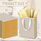 Yeaqee 50 Pcs Metallic Paepr Gift Bags Bulk with Handles,Champagne, Gold - Image 2