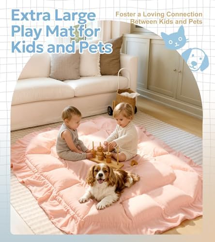 Mallify 5-in-1 Plush Baby Play Gym, Baby Play Mat, Convertible Baby Gym with Blanket and 6 Toys, Tummy time mat, Baby Activity Center from Newborn to Toddler, Baby Gym, Baby Newborn Essentials, Pink - Image 6