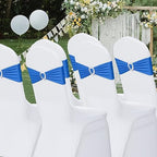 Pack of 60 Spandex Chair Sashes Bows Stretch Chair Cover Band with Buckle Slider Universal Elastic Chair Ties for Wedding Banquet Party Event Decoration (Royal Blue) - Image 7