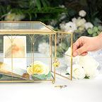 Glass Wedding Card Box with Lock, 12.6x5.9x9 inches Large Gold Card Boxes - Image 5