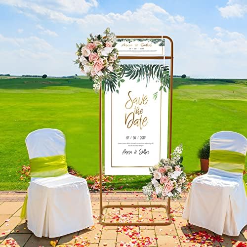 Wedding Welcome Sign Stand Square Wedding Backdrop Stand 4.9FT Tall, Easel Stand for Wedding Sign Poster Gold Metal Floor Poster Sign Stand for Welcome Sign Guest List Directory Stand - Image 2