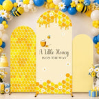 3PCS Baby Shower Arch Backdrop Covers A Little Honey is on the Way Happy Bee Days Decoration Honey Bees Baby Shower Decor for Gender Reveal Party Photo Background Supplies 4ft 5ft 6ft by chiazllta