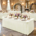 2Pack Ivory Spandex Tablecloth for 8FT Rectangle Table,Table Skirt - Image 7