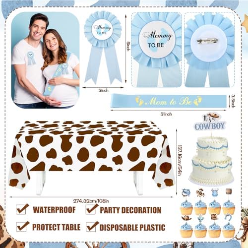 Foilswirl 197 Pcs Blue, Brown Cowboy Baby Shower Western Balloon Box Set - Image 4
