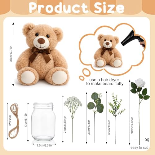 Guludai 37Pcs Bear Baby Shower Centerpieces Brown Eucalyptus Mason Jar - Image 7