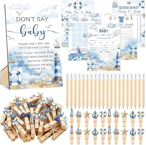 Patelai 321 Pcs Baby Shower Games Supplies, Ahoy by Patelai