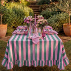 Tudomro Striped Tablecloth, Rectangle, Pink, Grass Green, 52'' X 70'' - Image 6