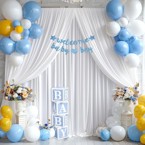20x10ft White Backdrop Curtain Panels for Parties - Wrinkle Free Polyester Photo Curtain Backdrop Wedding Back Drop Fabric Drapes for Party Decorations Background for Photography - Image 7