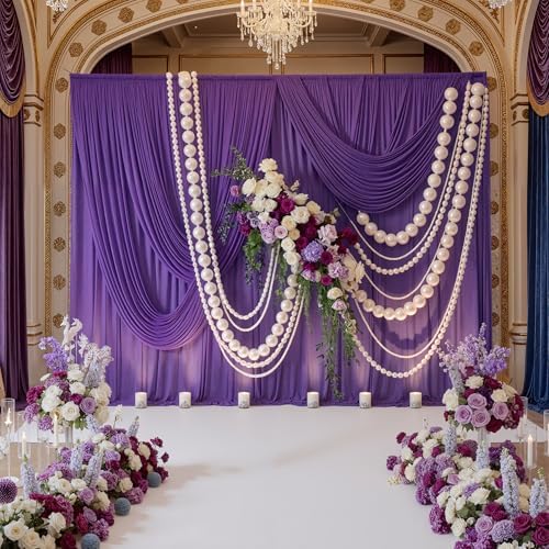30ft x 10ft Wrinkle Free Purple Backdrop Curtains for Parties, 6 Panels 5ftx10ft Polyester Backdrop Drapes for Mermaid Birthday Photography Background Parties by ENJOYYOURPARTY