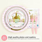 Grencian 96Pcs Princess Castle Baby Shower Party Decorations, Serves 24 - Image 2