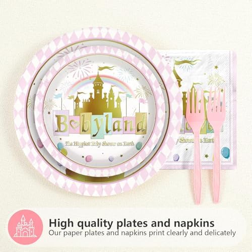 Grencian 96Pcs Princess Castle Baby Shower Party Decorations, Serves 24 - Image 2