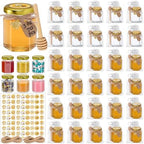 Aliggbent 70 Pack Honey Jars, 3oz Hexagon Glass with Dippers by AliggbentGoodChoice