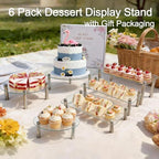 6 Pack Tempered Glass Cake Stands Set 9 11 13 Inch Dessert Display Riser - Image 7
