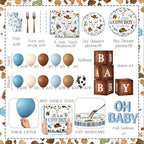 Cowboy Baby Shower Decorations for Boy, All-in-1 Retro Western Baby Shower Decorations with Balloon Arch Baby Boxes Plates Napkins Cake Toppers Tablecloth Backdrop Banner for Cowboy Rodeo Baby Shower - Image 4