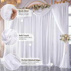 20ft x 10ft White Chiffon Backdrop Curtains, Wrinkle-Free Sheer Chiffon Fabric Photo Curtain Drapes for Wedding Ceremony Arch Party Stage Photography Decorations - Image 5