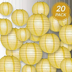 Quasimoon PaperLanternStore.com Ultimate 20-Piece Lemon Yellow Paper Lantern Party Pack - Assorted Sizes of 6, 8, 10, 12 Inch (5 Round Lanterns Each) for Weddings, Birthday, Events and Decor - Image 2