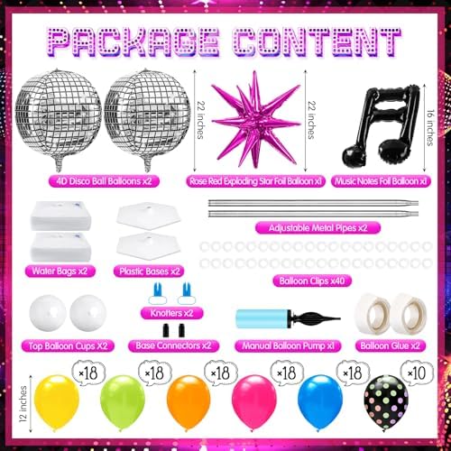 Kasyat 2 Sets 90s 80s Disco Balloon Column Stand Kit - Image 2