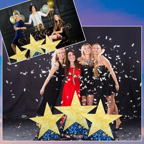 Leinuosen 3 Pcs 25.8"-31.5" Star Starry Night Movie Night Party Decorations Under The Stars Cardboard Cutout Stand-up Twinkle Little Prom Award Homecoming Wedding Birthday Party Photo Prop Backdrop - Image 5