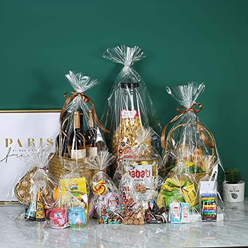 100Pcs 20"x30" Cellophane Treat Bags for Gift Baskets Thcik Cello Gift Bags - Image 4