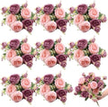 8 Bundles Artificial Peony Centerpiece Flowers,Pink, Dark Pink by Yuxung