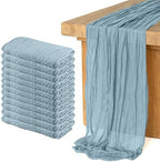 12 Pack Cheesecloth Table Runner, Runner Gauze Boho Wedding Decor Romantic Table Runner for Wedding Birthday Party(35" x 118")(Grayblue) by Home