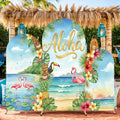 Chunful 3 Pcs Aloha Party Decoration Arch Backdrop Cover Hawaii Holiday Beach Seaside Decor Photo Background 2-Sided Round Top Cute Backdrop Arch Cover for Summer Party Supplies 6 ft/5 ft/4 ft by Chunful