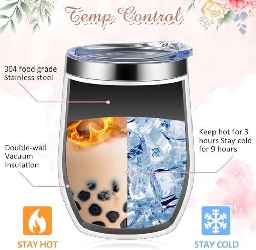 Hoolerry 6 Set Baby Shower Cups, 12oz Stainless Steel Tumbler, Floral - Image 4