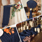 28 Pack Navy Blue Cheesecloth Table Runner 17x108 Inch Semi Sheer Boho Gauze Cheese Cloth Fabric Table Runners, for Wedding Party Baby Shower Birthday Home Decor Garden Farmhouse - Image 5