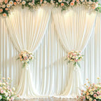 20x12ft Cream Backdrop Curtain Panels for Parties - Wrinkle Free Polyester Photo Curtain Backdrop Wedding Back Drop Fabric Drapes for Party Decorations Background for Photography - Image 2