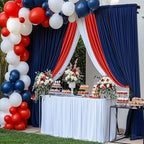 40ft×12ft Wrinkle Free Navy Blue Backdrop Curtain for Wedding Parties, 8 Panels 5×12ft Long Silky Polyester Fabric Backdrop Drapes Photo Back Drop Cloth for Graduation Photography Background - Image 2