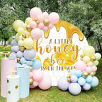 Leyiyi 5x5ft Little Bee Baby Shower Round Backdrop Cover A Little Bee is on The Way Baby Shower Party Decorations Banner Cute Honey Bee Honeycomb Round Background for Gender Reveal Birthday Party - Image 2
