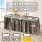 Wish Care Natural Polyester Table Clothes for 8 Foot Rectangle Tables, Wrinkle Free Fitted Table Cover with Pleated Ruffle Table Skirt for Birthday Party Wedding Trade Show Event Display - Image 4