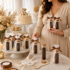 JarThenaAMCS 36 Sets Coffee Baby Shower Favors for Guests Wooden Spoons Mini Coffee Glass Jars Thank You Stickers Brown Ribbon and Bags for Gender Reveal Party Souvenirs - Image 4
