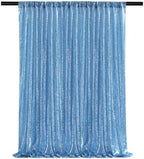 Baby Blue Sequin Backdrop Curtain 6x8FT Sparkly Blue Curtains for Wedding by QueenDream
