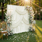 40ft x 10ft Wrinkle Free Ivory Backdrop Curtains for Parties, 8 Panels 5x10ft Polyester Ivory Backdrop Drapes for Wedding Birthday Photography Background Decoration - Image 5