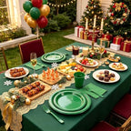 250Pcs Green Plastic Party Plates and Napkins Set for Halloween, Christmas - Image 4