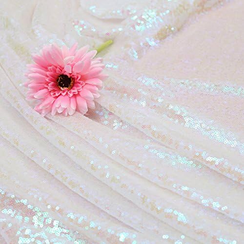 Poise3EHome Iridescent White Sequin Tablecloth 90×156 Inch Rectangle Sparkly Fabric Table Cloth for Birthday Wedding Party Holiday Baby Shower Christmas Decoration - Image 4