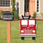 Big Dot of Happiness Fired Up Fire Truck - Firefighter Firetruck Baby Shower, Birthday Party Welcome Yard Sign - Red, 17 inches by 23 inches - Image 2