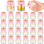Funnymoom 24 Sets Baby Shower Bottles Favors for Guests Glass 100 ml Milk Jar with Ribbons and Stickers Decorations for Gender Reveal Newborn Centerpiece Party Favor(Pink,It's A Girl) by Funnymoom