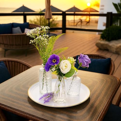 WARMALL Artificial Flowers with Vases, 16 Pcs Bud Vases, & 44Pcs Artificial Purple Flower DIY Set Suitable for Centerpieces Table Weddings Party Office and Indoor Decor Mini Small Glass Clear（Purple） - Image 7