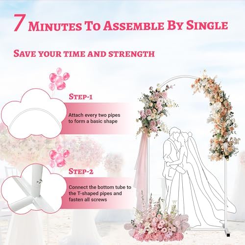 6.6FT Arch Backdrop Stand, White Metal Arch Stand for Wedding - Image 5