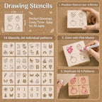 Baby Shower Game Blocks with 50 Decorate Wooden Blocks 24 Markers 1 Storage Box 1 Wooden Sign 16 Stencils(Classic) - Image 4