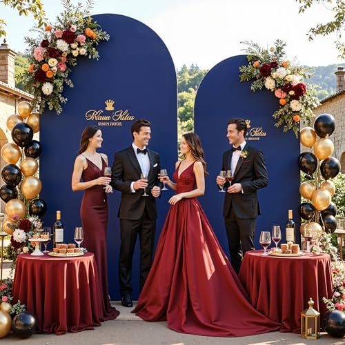 Navy Blue Arch Backdrop Cover 7.2FT 6FT Spandex Arch Covers Stretchy Backdrop Set of 2, Double-Layer Wrinkle Free Wedding Arch Stand Cover Party Backdrop Curtains for Baby Shower Birthday Party Decor - Image 3