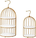 Gold Bird Cage Cupcake Stand Set, 2-Piece 3-Tier and 2-Tier Acrylic Dessert Display Trays, Metal Serving Stands for Wedding, Birthday, Baby Shower, Tea Party and Buffet Table Decor by AIJIDIWO