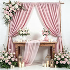 Dusty Rose Backdrop Curtains 20ftx10ft Wedding Polyester Photo Drapes - Image 2